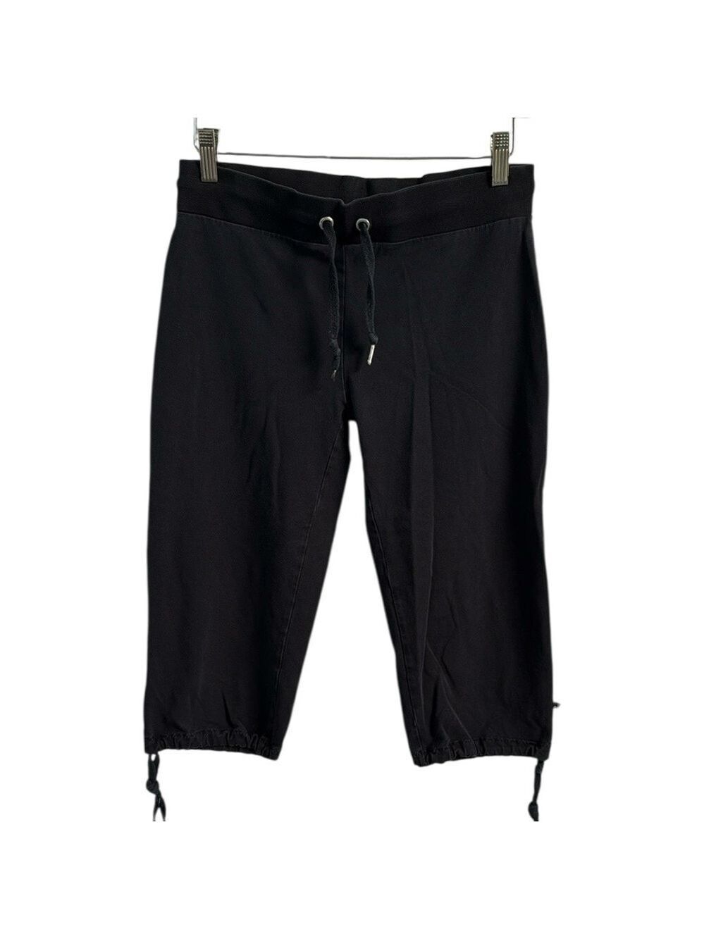 Sweaty Betty Black Drawstring Pull-On Active Capri Pants with Hem Ties Size M